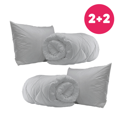 2x antiallergische Bettdecke Homa ganzjährig GREY 140x200 cm und 2x Kissen 70x90 cm