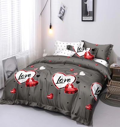 Bettwäsche BIG HEART&LOVE GREY 7-teiliges Set 140x200 cm