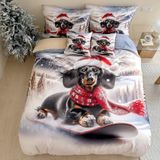 Baumwollbettwäsche Homa DOGGY EVE HAPPY 3-teiliges Set 140x200 cm